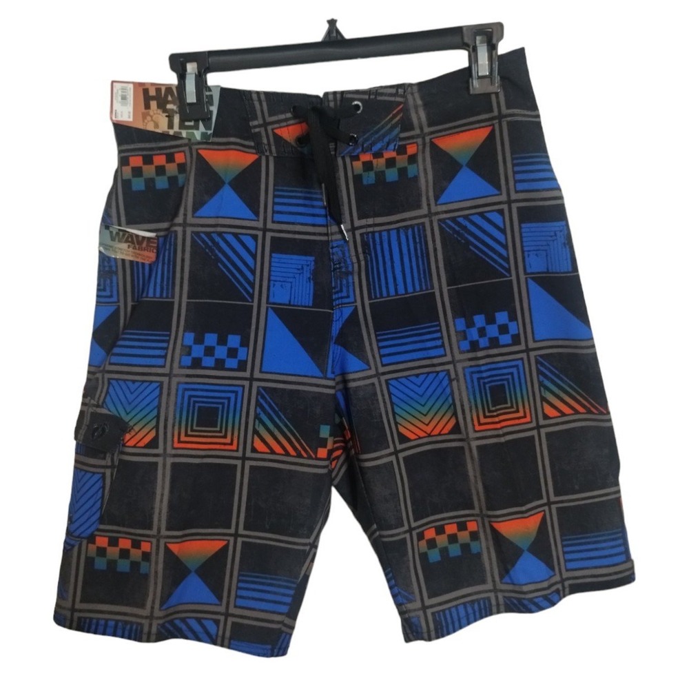 Hang Ten Mens‎ Black /Blue Four way Stretch Swim Shorts Size 30
New